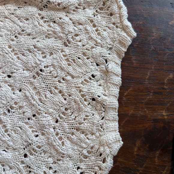 Chunky BOHO Cream Crochet Cozy Sweater  Neck Long Sleeve M - Picture 9 of 11